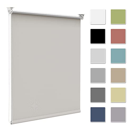 Verdunklungsrollo ohne Bohren & mit Bohren,klemmfix thermorollo Verdunkelung Creme 80x210cm(Stoffbreite 80cm) für Fenster innen Wandmontage Fensterrollo Seitenzugrollo Klemmrollo von Zarnan