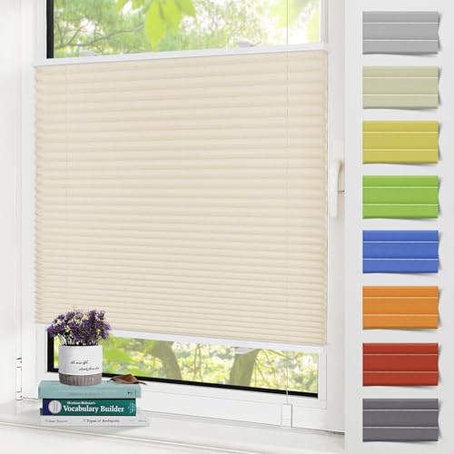 Zarnan Plissee ohne Bohren 80x200cm(BXH) UV-Schutz Fenster Plissee innen Plisseerollos ohne Bohren Faltrollo mit Klemmträger easyfix Jalousie Sichtschutz und Sonnenschutz von Zarnan
