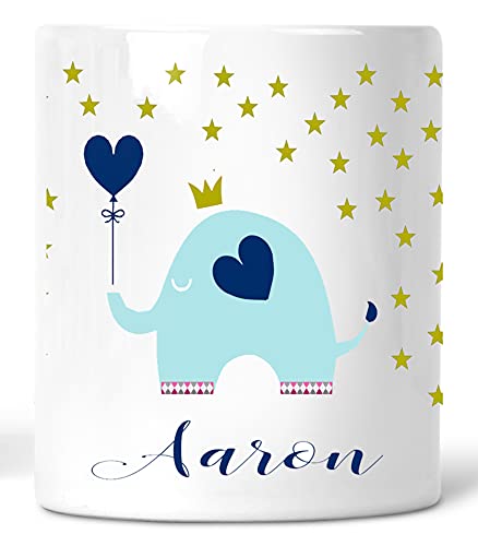 Besonderes Taufgeschenk - Baby-Spardose für Mädchen & Junge - Individuell mit Namen personalisiert als Geld-Geschenk zur Geburt Taufe (Model Elefant) von Zarto