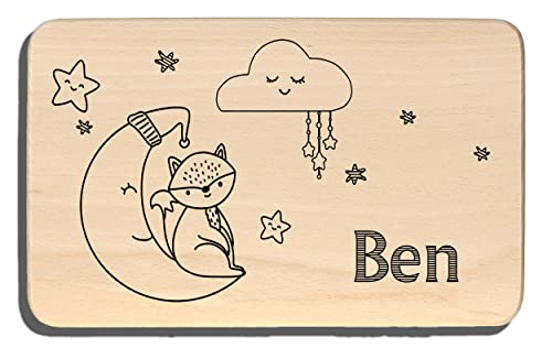 Frühstücksbrettchern personalisiert - Hier krümelt Holz-Brettchen - Kinder-Brettchen Geschenke für Jungen & Mädchen mit Gravur & Name, Geschenke 1. Geburtstag, Geburtstagsgeschenk - NEU (Model Ben) von Zarto