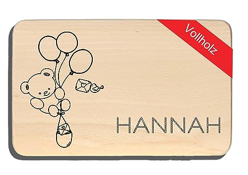 Frühstücksbrettchern personalisiert - Hier krümelt Holz-Brettchen - Kinder-Brettchen Geschenke für Jungen & Mädchen mit Gravur & Name, Geschenke 1. Geburtstag, Geburtstagsgeschenk - NEU (Model Hannah) von Zarto