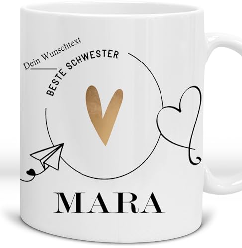 Kaffee-Tasse Personalisiert Beste Schwester/Bruder/Freundin/MAMA - Kaffee-Becher - Dankeschön Geschenk - Geschenkidee Danke sagen Geburtstag mit Name - Keramik-Tasse 300 ml -Neu von Zarto