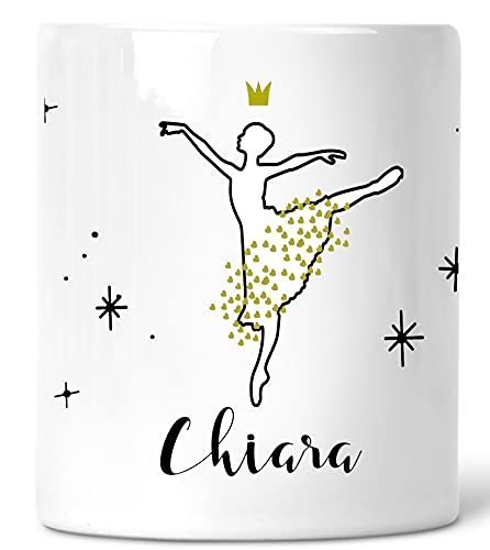 SPARDOSE MÄDCHEN mit Namen personalisiert - Keramik - Verpackung als Geld-Geschenk zur Taufe – Baby Taufgeschenk (Ballerina) von Zarto