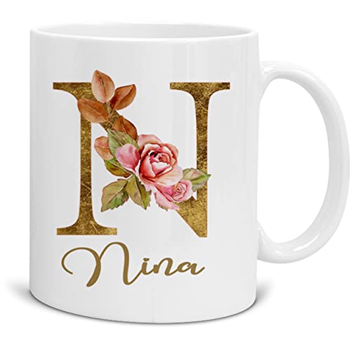 Tasse personalisiert - Personalisiertes Geschenk mit Namen Monogramm Initiale - Namenstasse Buchstabentasse Alphabet - Keramik NEU von Zarto