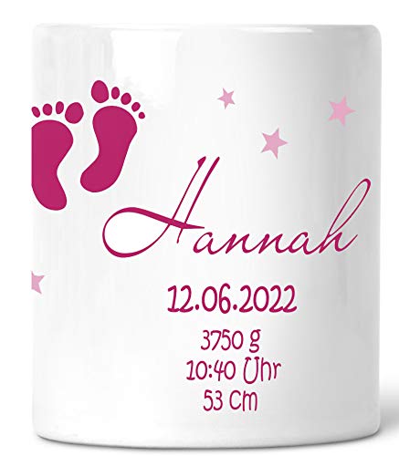Zarto® Taufgeschenke für Mädchen personalisiert - Spardose Kinder-Baby Keramik - Geschenk-Idee Geburt Taufe - Individuell mit Namen - Its a Girl - rosa pink von Zarto
