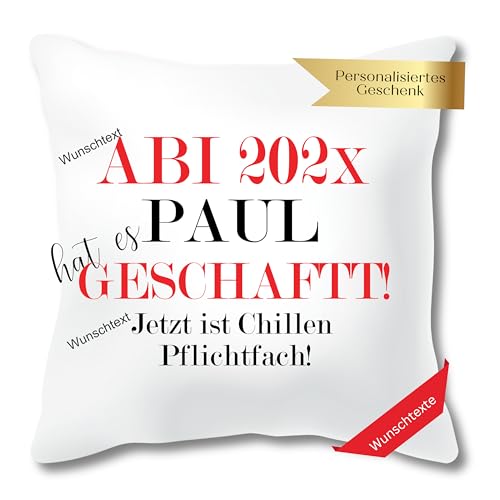 Zarto Abitur 2025 Geschenke Kissen personalisiert/Examen Geschenkidee von Eltern zur bestandenen Prüfung - auch zum Führerschein mit Namen und Wunschtexten für Sohn/Tocher - Jungen & Mädchen Zarto Abitur 2025 Geschenke Kissen personalisiert/Examen Geschenkidee von Eltern zur bestandenen Prüfung - auch zum Führerschein mit Namen und Wunschtexten für Sohn/Tocher - Jungen & Mädchen von Zarto