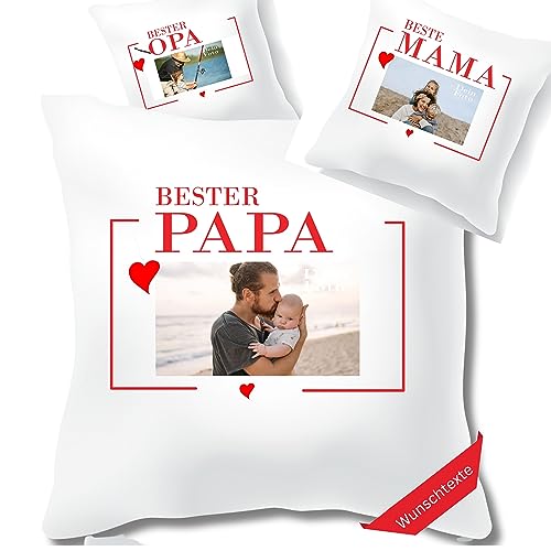 Papa Geschenk & Mama Geschenk - Fotogeschenk Fotokissen personalisiert - Geburtstagsgeschenk mit Foto selbst gestalten - Mama Geschenkidee Oma, Opa, Papa, Schwester - Kuschelkissen mit Bild -NEU von Zarto