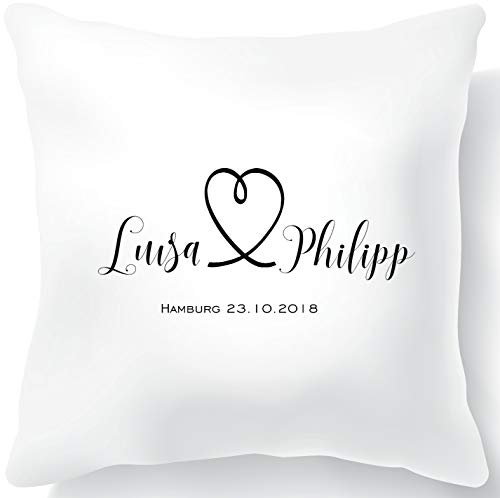 Zarto Geldgeschenk zur Hochzeit gesucht? Personalisiere Dein Hochzeit Kissen mit Namen! Hochzeitsgeschenk für das Brautpaar - Personalisierbare Ehe Geschenke zur Hochzeit (Model Luisa) von Zarto