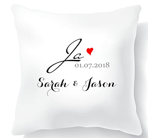 Zarto Geldgeschenk zur Hochzeit gesucht? Personalisiere Dein Hochzeit Kissen mit Namen! Hochzeitsgeschenk für das Brautpaar - Personalisierbare Ehe Geschenke zur Hochzeit (Model Ja) von Zarto