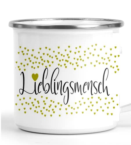 Dankeschön Geschenk - Emaille-Tasse mit Spruch Lieblingsmensch/Emaillebecher als Geschenkidee und Dankeschön/Geburtstags-Geschenk Beste Freundin/Freundschaftstassen LIebe von Zarto