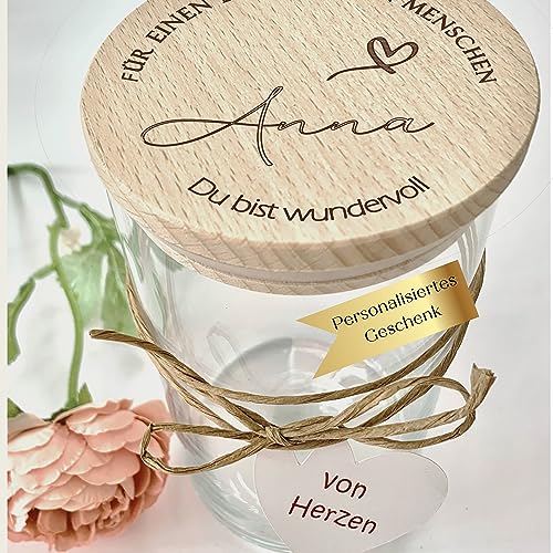 Zarto Dankeschön Geschenke Freundin - Abschiedgeschenk Kollegin - Personalisiertes Geschenk Oma Mama Schwester - Vorratsglas Gravur Keksdose mit Namen für Lehrerin Hebamme1 L - NEU (Model Anna) von Zarto