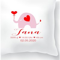 Babygeschenk Neugeborenen - Personalisierte Geschenk-Idee Baby Geburt Taufe Mädchen Rosa Namens-Kissen Patenkind von ZartoBaby