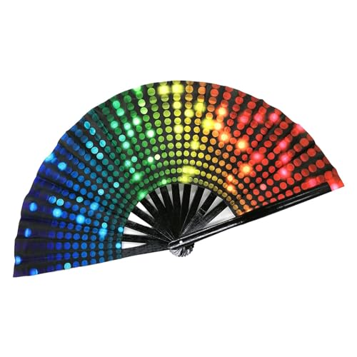 Zasdvn Falten Handfächer, Regenbogen-Fan, Regenbogen-Faltfächer, Chinesische Fächer Faltfächer, Chinesischer Kung-Fu-Handfächer, Regenbogen-Handfaltventilator, Hochzeitsfeier Und Heimwerkerdekoration von Zasdvn