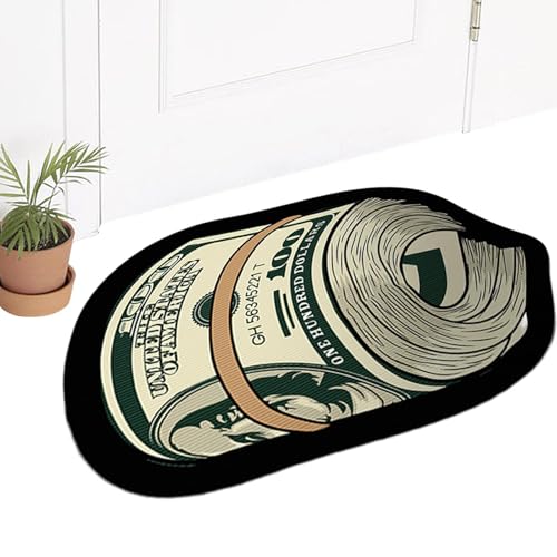 Zasdvn Geldteppich für Schlafzimmer | Fußmatten 100-Dollar-Schein-Geld-Teppich,Weicher Kristall-Samt-Küchenteppich, Rutschfester Geldteppich, ästhetische Raumdekoration, 19,7 x 31,5 Zoll von Zasdvn