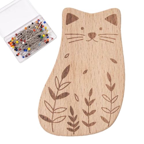 Zasdvn Nadelkissen - Süßer Magnetischer Nähnadelhalter Aus Holz | Mit Hundert Nadeln Mehrzweck Tierform Clip Organizer Für Schneider Tailoring Quilting von Zasdvn