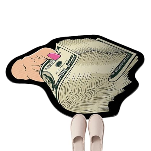 Zasdvn Teppich für Schlafzimmerästhetik - Fußmatten 100-Dollar-Schein-Geld-Teppich | Geld-Fußmatten-Bereichsteppich, rutschfeste Küchenteppiche, Kristall-Samt-Geld-Teppich, 19,7 x 31,5 Zoll von Zasdvn