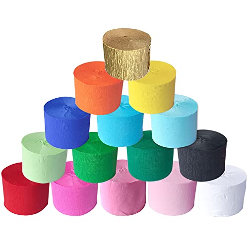 Zasiene Bunt Kreppbänder 18 Rollen Krepppapier bunt Party Bunt Kreppbänder 15 Farben Kreppband Bunt Bastelkrepp Bunt für Hochzeit Taufe Geburtstagsfeier und Abschlussfeier (4.5cm*25m/Rolle) von Zasiene