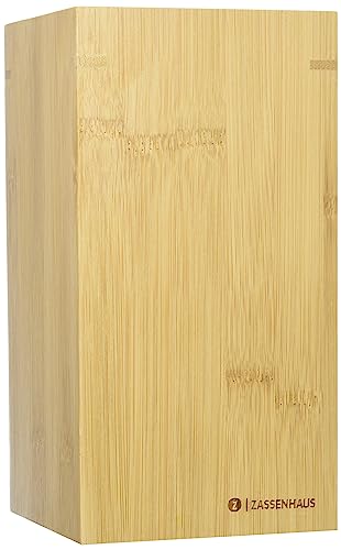 Zassenhaus Eco Bambus Messerblock ohne Messer, Holz, herausnehmbarer Borsteneinsatz, 12x23 cm, für 8-10 Messer, Universal Messerblock von Zassenhaus