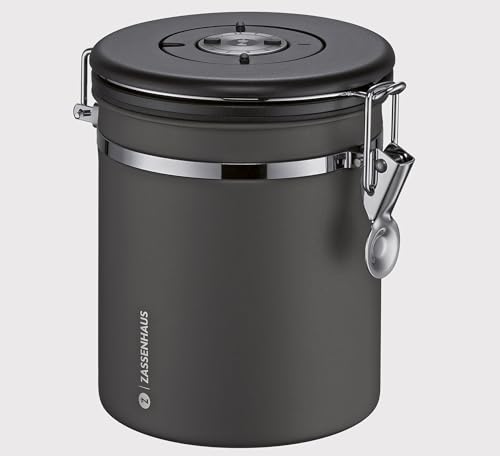 Zassenhaus Frischhaltedose AROMA 500 g, Edelstahl, Lackiert, Optimaler Aromaschutz dank integriertem Ventil, Mit Dichtung aus Silikon und einstellbarer Datumsanzeige, Für Kaffe, Tee, Gewürze von Zassenhaus