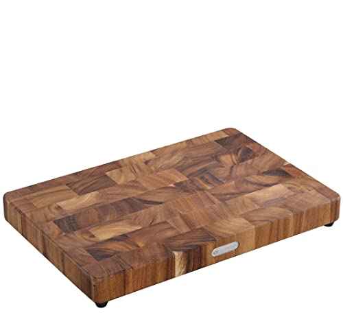 Zassenhaus Hackblock | 45cm x 30cm x 4,5cm | Nachhaltiges Akazienholz-Stirnholz | Dunkelbraun | Küchenbrett Holz | Massives Schneidebrett zum Hacken und Schneiden von Obst, Gemüse, Fleisch und mehr von Zassenhaus