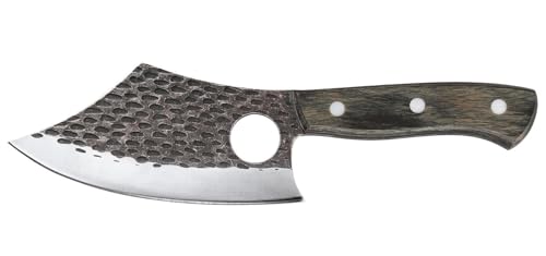 Zassenhaus Kochmesser FARMER 14 cm | handgefertigter Klingenstahl mit Loch | Griff aus Pakkaholz | mit Lederscheide | für die Küche oder als Outdoor Kochmesser | Ausbeinmesser | Hackmesser, 070859 von Zassenhaus