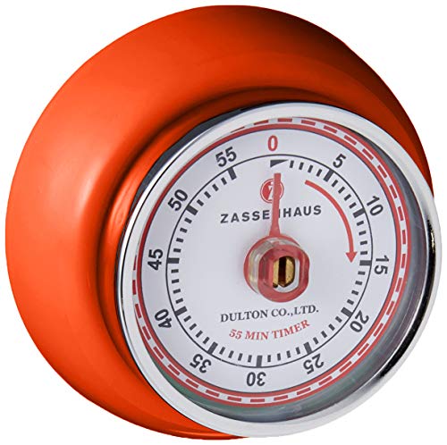 Zassenhaus Küchentimer SPEED , Orange , Ø 7 cm x 3 cm , Analoge Zeitanzeige mit Alarm-Funktion , Die Countdown-Uhr unterstützt bei der Zeitplanung beim Kochen oder Backen von Zassenhaus