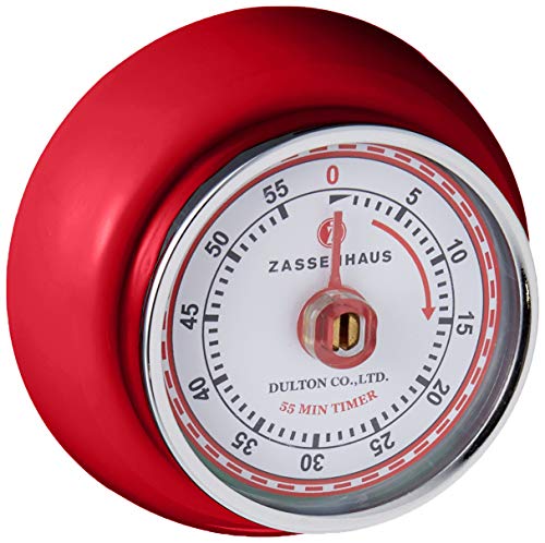 Zassenhaus Küchentimer SPEED , Rot , Ø 7 cm x 3 cm , Analoge Zeitanzeige mit Alarm-Funktion , Die Countdown-Uhr unterstützt bei der Zeitplanung beim Kochen oder Backen von Zassenhaus