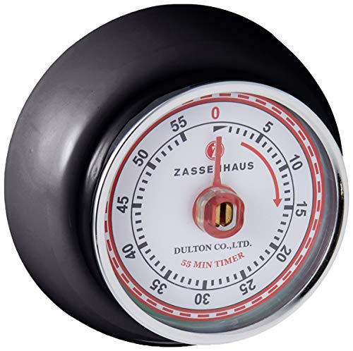 Zassenhaus Küchentimer SPEED , Schwarz , Ø 7 cm x 3 cm , Analoge Zeitanzeige mit Alarm-Funktion , Die Countdown-Uhr unterstützt bei der Zeitplanung beim Kochen oder Backen von Zassenhaus