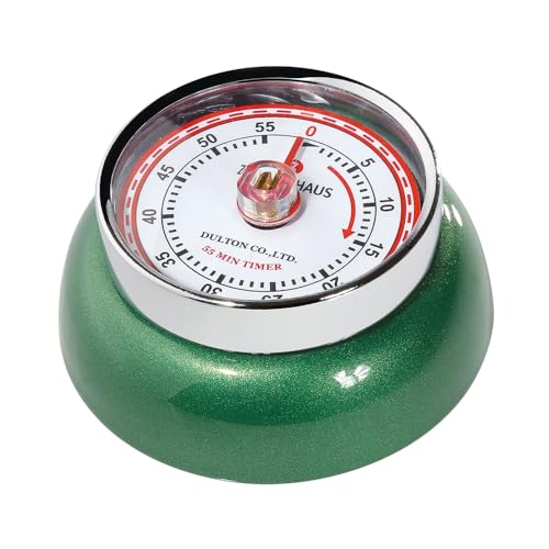 Zassenhaus Küchentimer SPEED | Ø 7 cm x 3 cm | racing green | ohne Batterien | Edelstahl-Gehäuse | Eieruhr magnetisch | Retro Küchenwecker analog | Küchenuhr | 55 min mechanisch einstellbar von Zassenhaus