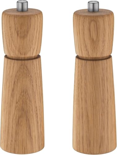 Zassenhaus Mühlenset KIEL Eichenholz 18 cm | Geschenkset | Pfeffermühle & Salzmühle| mit stufenlos verstellbarem Keramikmahlwerk | befüllte Gewürzmühlen| | Ø 5,5 cm, H: 18 cm von Zassenhaus
