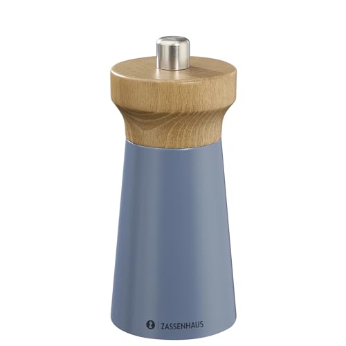 Zassenhaus Pfeffermühle WESTERLAND deep sea | lackiertes Buchenholz | Mühlenkopf aus Buchenholz | mit stufenlos verstellbarem Hochleistungs-Keramikmahlwerk | Gewürzmühle für Pfeffer | 12 cm, Ø 5,4 cm von Zassenhaus