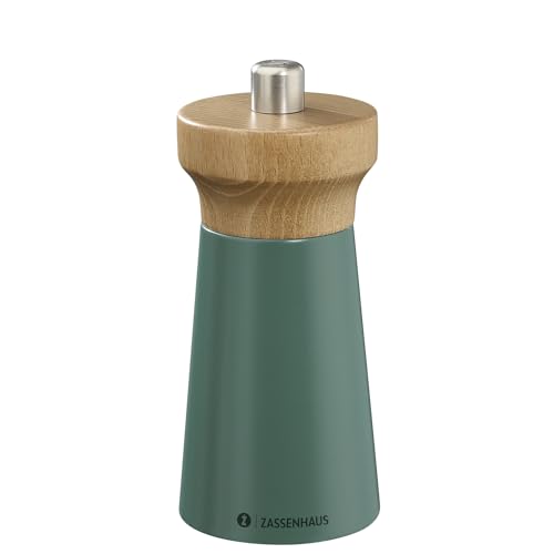 Zassenhaus Salzmühle WESTERLAND deep forest | lackiertes Buchenholz | Mühlenkopf aus Buchenholz | mit stufenlos verstellbarem Hochleistungs-Keramikmahlwerk | Gewürzmühle für Salz | 12 cm, Ø 5,4 cm von Zassenhaus