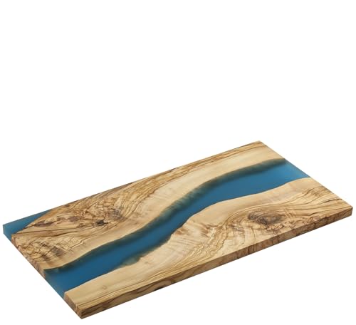 Zassenhaus Servierbrett blau aus Olivenholz & Harz, 45 x 22 x 1,5 cm, handgefertigtes Premium-Brett mit einzigartigem Design, ideal für stilvolles Servieren und Präsentieren von Speisen von Zassenhaus