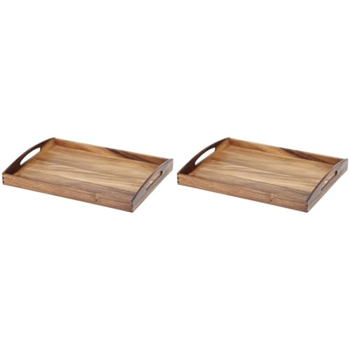 Zassenhaus Serviertablett Holz | rechteckig | mit Tragegriffen | 53×41×7cm | Teetablett | aus nachhaltig angebautem Akazienholz (Packung mit 2) von Zassenhaus