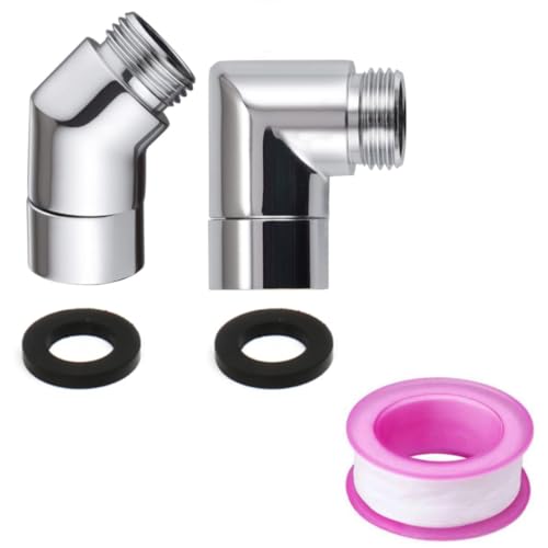 Zasvec Handbrause Adapter 90 Grad 2 Stück Duschkopf Adapter Winkelstück für Handbrause Duschkopf Winkel Duschschlauch Adapter 1/2 Zoll Gelenkstück Duschkopf für Handbrause Sprinkleranlage von Zasvec
