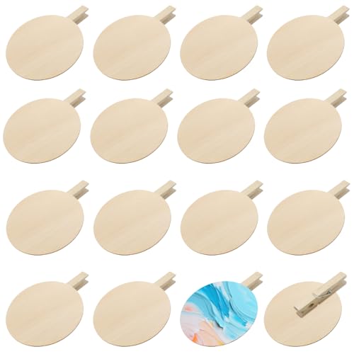 Zasvec Holzklammern Natur mit Runder Scheibe 50 Stück Holzklammern Rund Holz Klammern Mini Holz Wäscheklammern Tafelklammern Mini Holzklammern für Fotos, Karten, Postkarten, Briefen,5 * 5.8CM von Zasvec