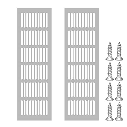 Zasvec Lüftungsgitter 2 Stück Lüftungsgitter Alu Silber Abschlussgitter Belüftungsgitter Tür Lüftungsgitter Rechteckig Abluftgitter Metall Gitter für Kabinett Möbel 250 * 80mm von Zasvec