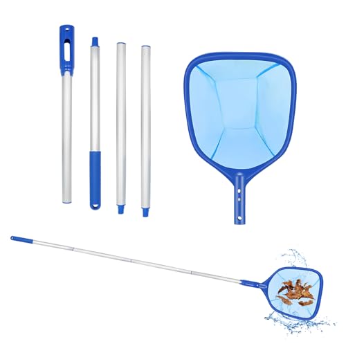 Zasvec Pool Kescher 5er-Set Teichkescher Feinmaschig mit Teleskopstange Bodenkescher Pool 170CM Algenkescher Kescher Teich Pool Reinigungsset Feinmaschiges Netz Laubkescher Pool für Pools, Teiche von Zasvec