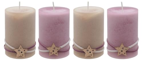 4 Adventskerzen Kerzen Stumpenkerzen Beige Rosa Mauve Stern Gold Weihnachten Advent Deko 4 Adventskerzen Kerzen Stumpenkerzen Beige Rosa Mauve Stern Gold Weihnachten Advent Deko von ZauberDeko