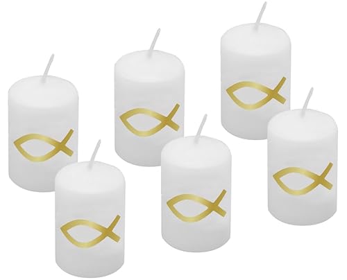 6 Votivkerzen 60x40mm Gold Fisch Kerze Kommunion Konfirmation Taufe Tischdeko von ZauberDeko