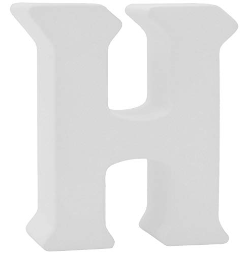 Buchstaben 3D Weiß Tischdeko Name Alphabet Kommunion Konfirmation Taufe Deko A-Z, Form:H von ZauberDeko