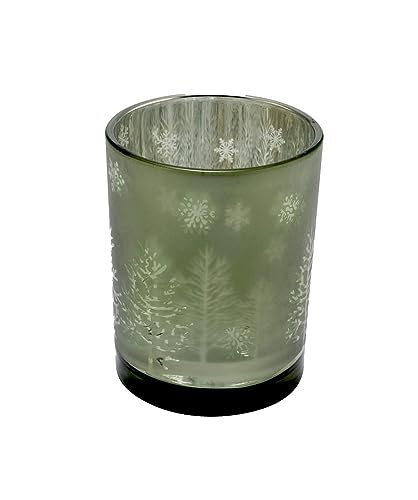 Glaswindlicht Baum Schneeflocke Glas Grün Deko Weihnachten 8cm hoch von ZauberDeko