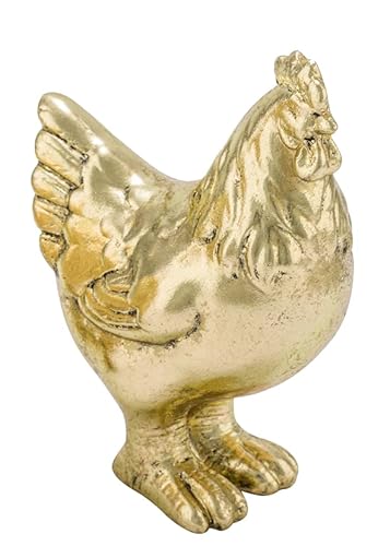 Keramik Dekofigur Hahn oder Henne Huhn Gold Ostern Frühling Deko 16cm Hoch, Modell:Henne/Huhn von ZauberDeko