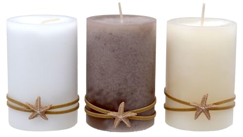 Kerzen Stumpenkerzen Weiß Creme Braun Seestern Maritim Deko Tischdeko 3 Stück Kerzen Stumpenkerzen Weiß Creme Braun Seestern Maritim Deko Tischdeko 3 Stück von ZauberDeko