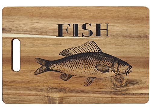 Schneidebrett Holz mit Motiv Fisch Rind Servierbrett Holzbrett Grillbrett 36cm, Form:Fisch von ZauberDeko
