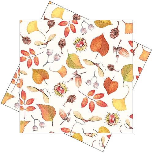 Servietten Herbst Blätter Kastanien Eicheln Rot Orange Tischdeko Deko 33 x 33 cm 20er Pack von ZauberDeko