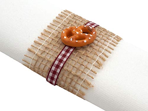 Serviettenringe Oktoberfest Bayrisch Jute Karo 4 Stück Brezel Edelweiß, Modell:Brezel Rot Serviettenringe Oktoberfest Bayrisch Jute Karo 4 Stück Brezel Edelweiß, Modell:Brezel Rot von ZauberDeko