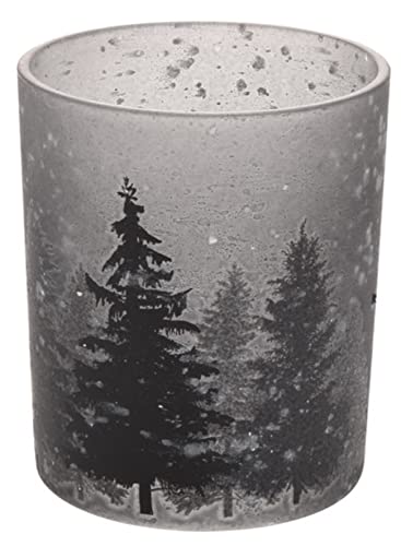 Teelichthalter Windlicht Weihnachtsbaum Kerzenglas Deko Ø8,5 cm, Farbe:Grau Teelichthalter Windlicht Weihnachtsbaum Kerzenglas Deko Ø8,5 cm, Farbe:Grau von ZauberDeko