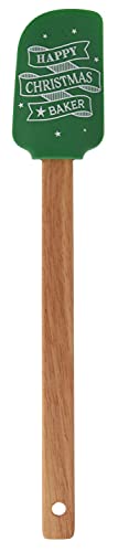 Teigschaber Silikon Holz Teigspachtel Backzubehör Küche Weihnachtsbäckerei 29cm, Farbe:Grün von ZauberDeko