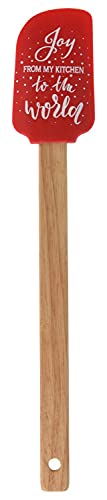 Teigschaber Silikon Holz Teigspachtel Backzubehör Küche Weihnachtsbäckerei 29cm, Farbe:Rot von ZauberDeko